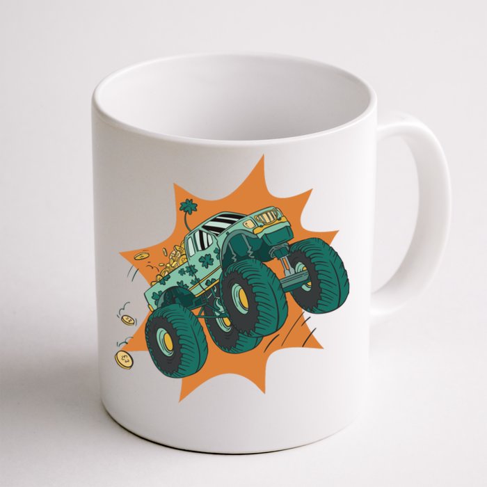 St Patrick's Day Monster Truck Front & Back Coffee Mug