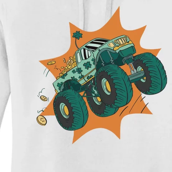 St Patrick's Day Monster Truck Women's Pullover Hoodie