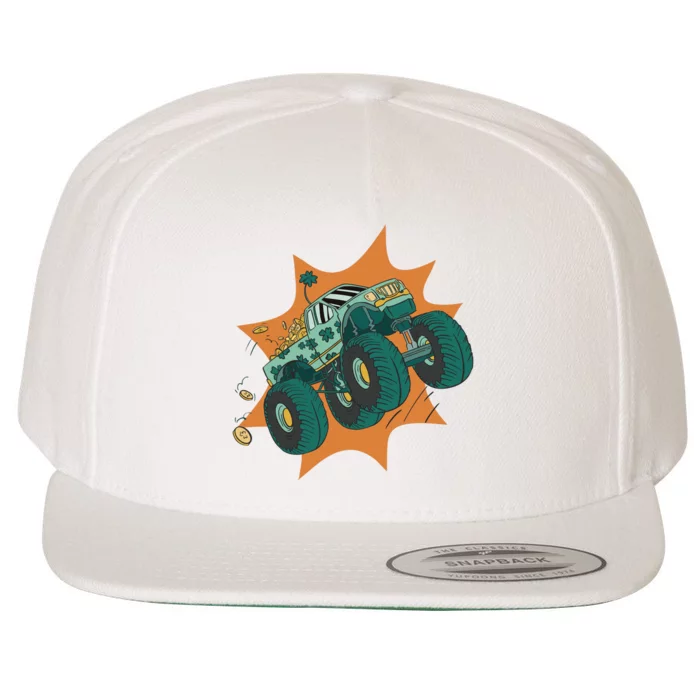 St Patrick's Day Monster Truck Wool Snapback Cap