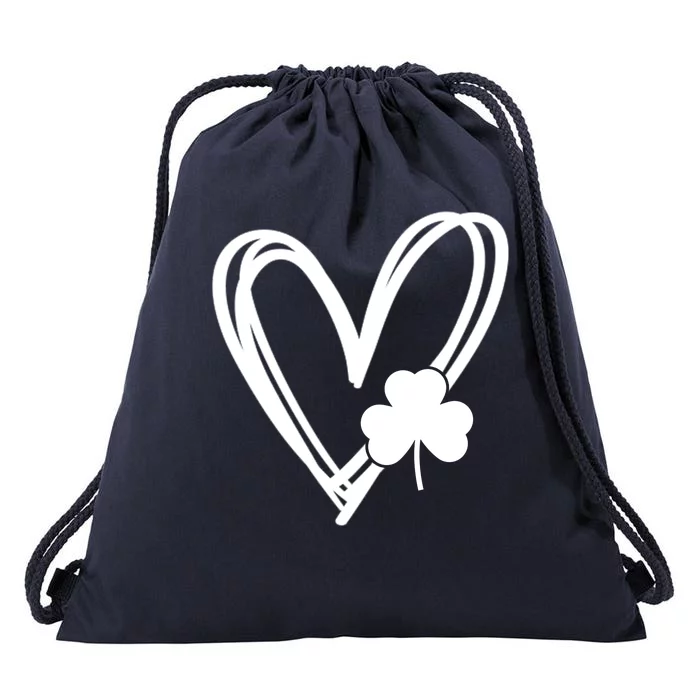 St Patrick's Day Clover Heart Drawstring Bag