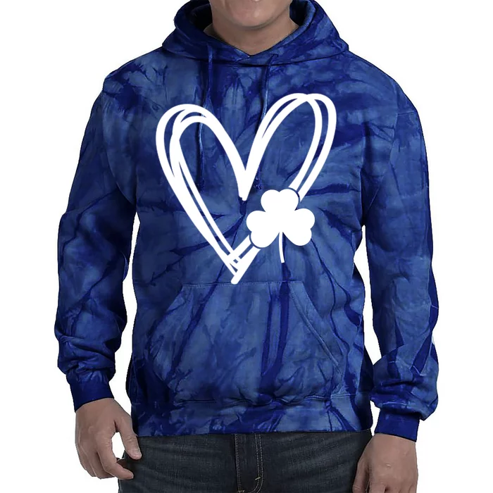 St Patrick's Day Clover Heart Tie Dye Hoodie