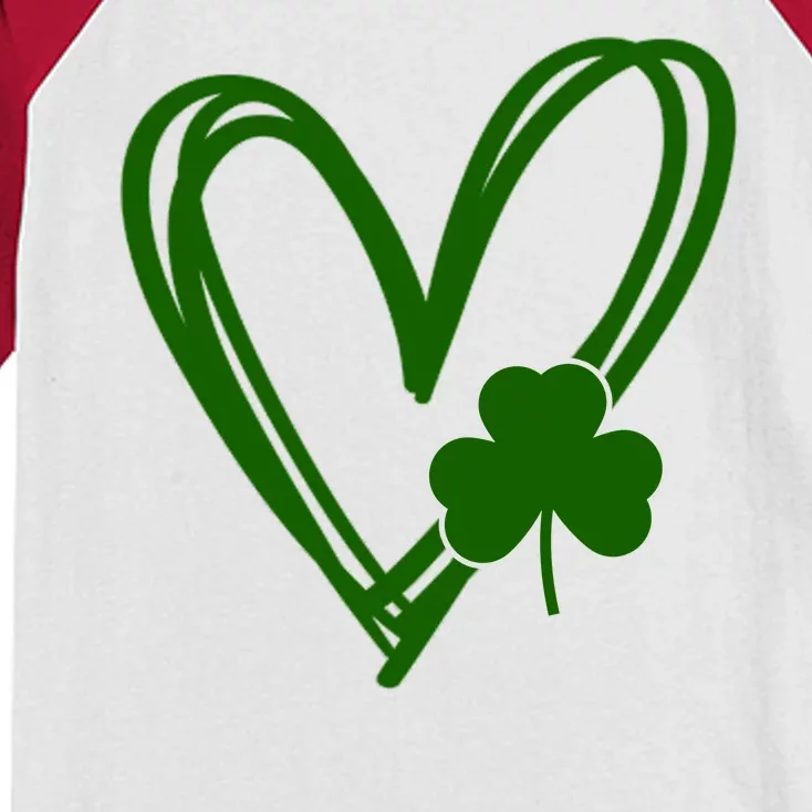 St Patrick's Day Clover Heart Kids Colorblock Raglan Jersey