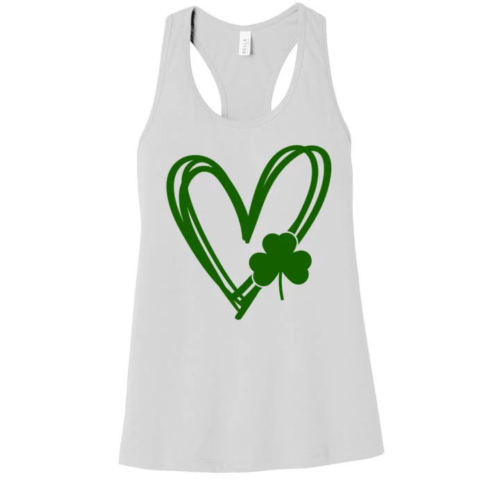 St Patrick's Day Clover Heart Women's Racerback Tank