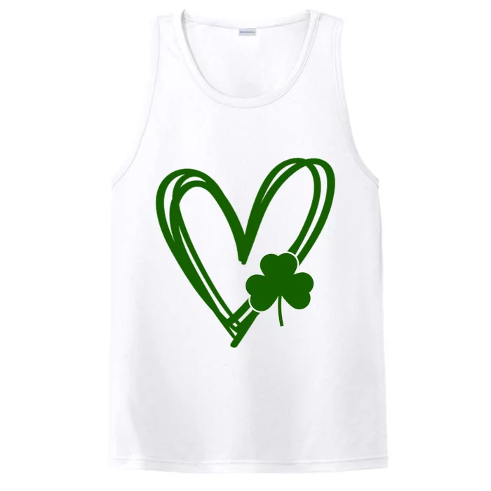 St Patrick's Day Clover Heart Performance Tank