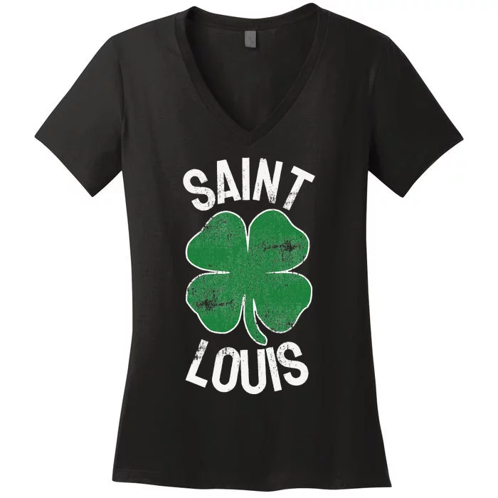 St Patrick's Day Shamrock Saint Louis Irish Paddy's Clover Women's V-Neck T-Shirt