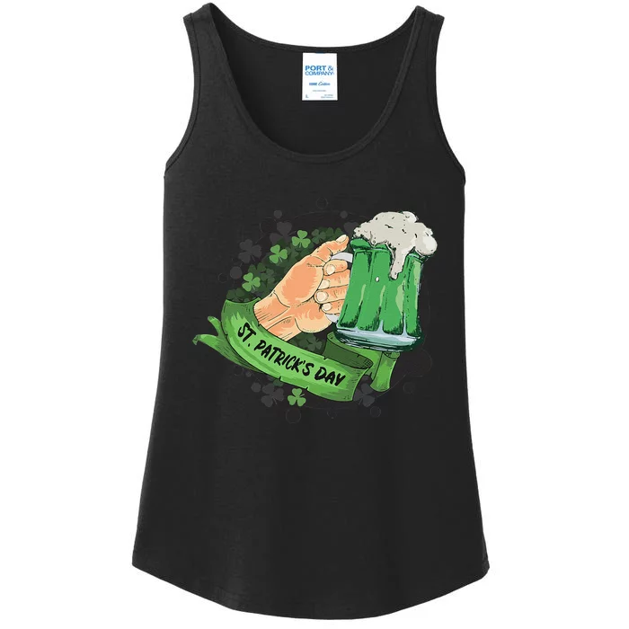 St. Patrick's Day Green Beer Drinking Ladies Essential Tank