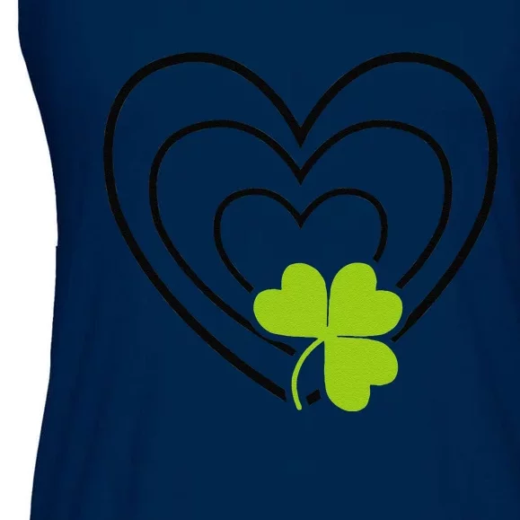 Saint Patrick's Day Green Heart Lucky Charm Paddy's Day Cute Ladies Essential Flowy Tank