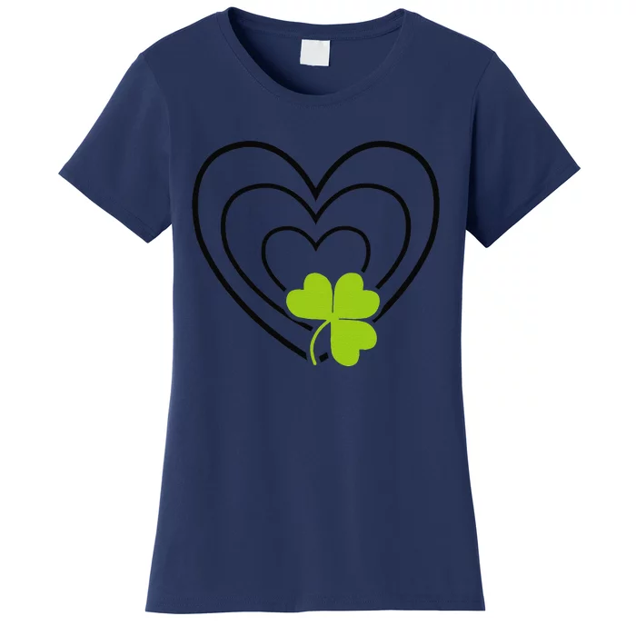 Saint Patrick's Day Green Heart Lucky Charm Paddy's Day Cute Women's T-Shirt