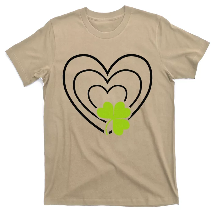 Saint Patrick's Day Green Heart Lucky Charm Paddy's Day Cute T-Shirt