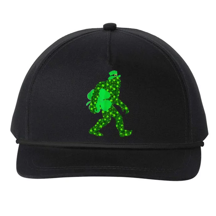 St Patricks Day Bigfoot Clover Leaf Irish Sasquatch Snapback Five-Panel Rope Hat