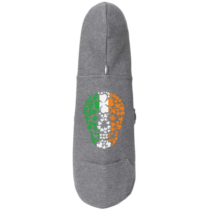 St Patricks Day Irish Ireland Skull Doggie 3-End Fleece Hoodie