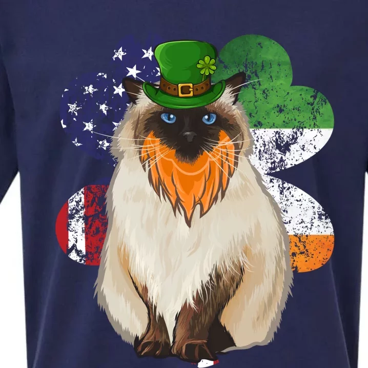 St Patricks Day Irish American Flag Himalayan Cat Meaningful Gift Sueded Cloud Jersey T-Shirt