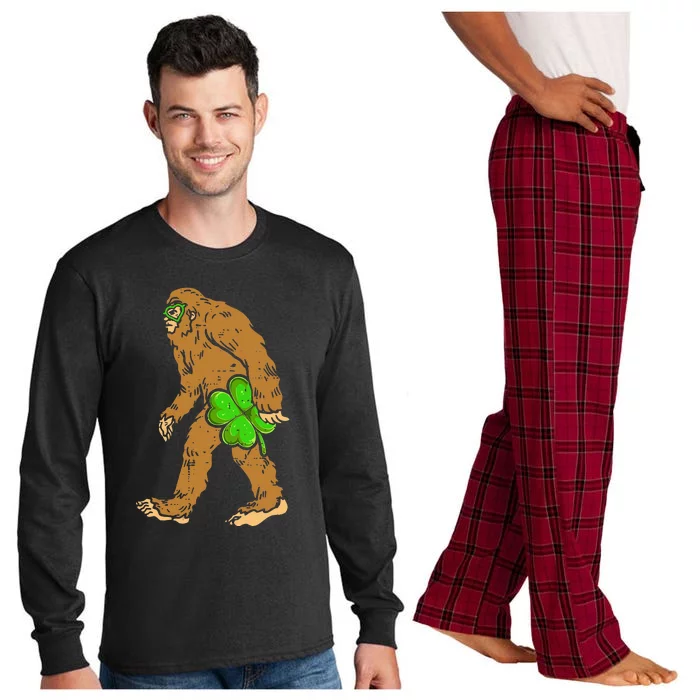 St Patricks Day Bigfoot Shamrock Sasquatch Irish Long Sleeve Pajama Set