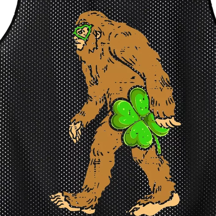 St Patricks Day Bigfoot Shamrock Sasquatch Irish Mesh Reversible Basketball Jersey Tank