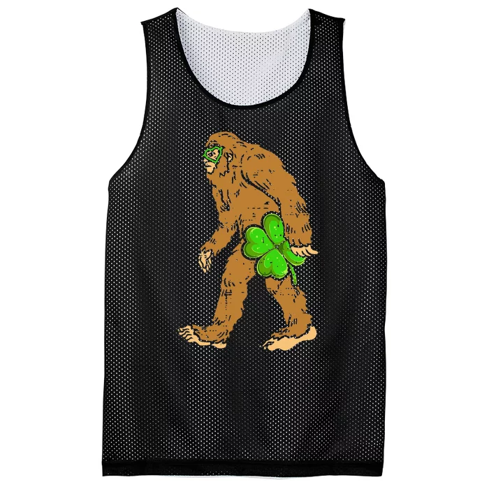 St Patricks Day Bigfoot Shamrock Sasquatch Irish Mesh Reversible Basketball Jersey Tank