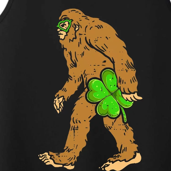 St Patricks Day Bigfoot Shamrock Sasquatch Irish Performance Tank