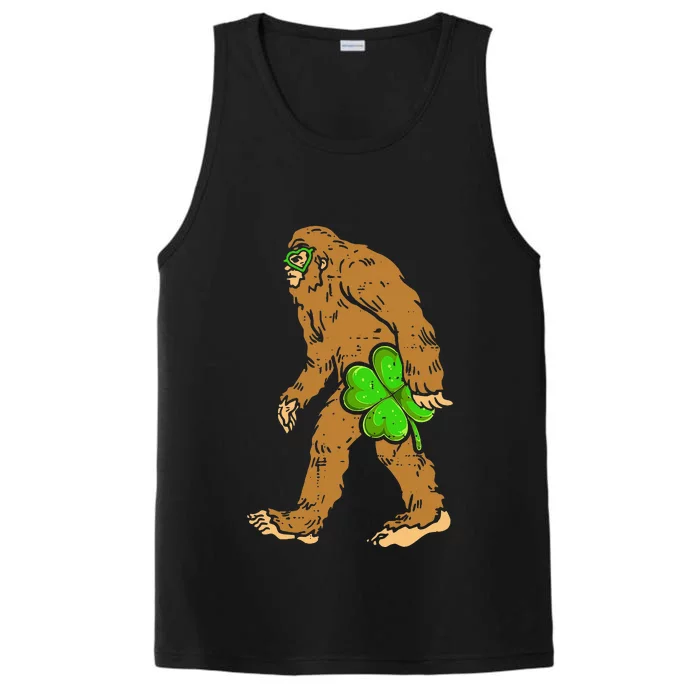 St Patricks Day Bigfoot Shamrock Sasquatch Irish Performance Tank