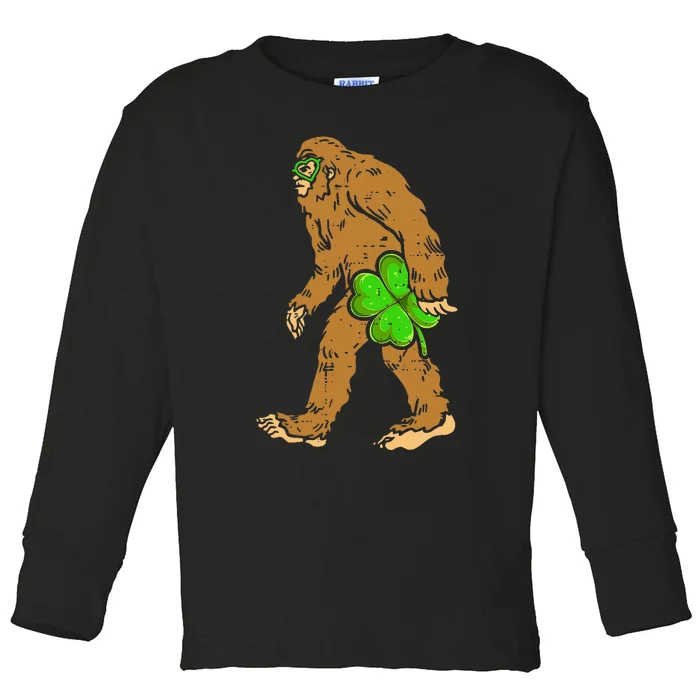 St Patricks Day Bigfoot Shamrock Sasquatch Irish Toddler Long Sleeve Shirt