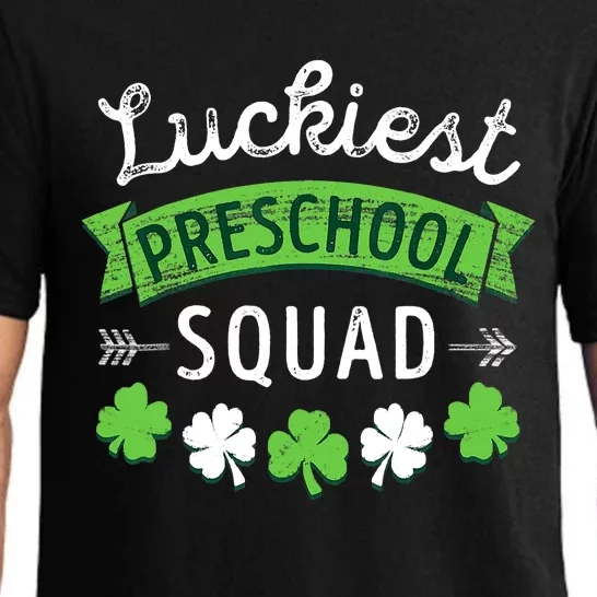 St Patricks Day Teacher Gift Luckiest Preschool Squad Pajama Set