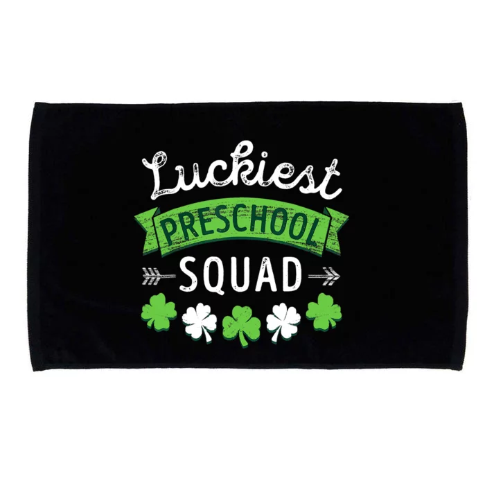 St Patricks Day Teacher Gift Luckiest Preschool Squad Microfiber Hand Towel