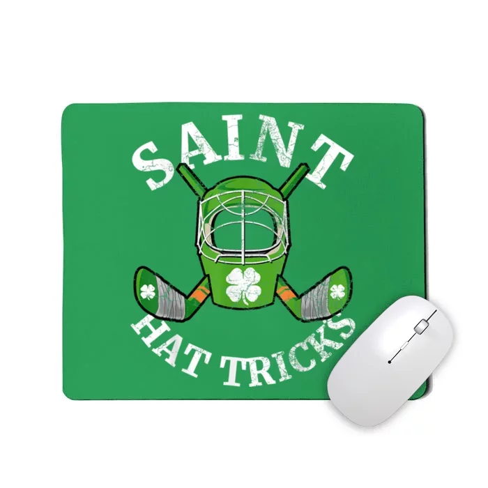 St Patricks Day Saint Hat Tricks Hockey Shamrock Mousepad