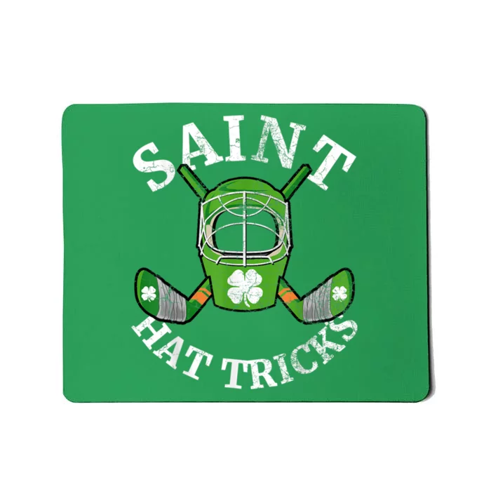 St Patricks Day Saint Hat Tricks Hockey Shamrock Mousepad