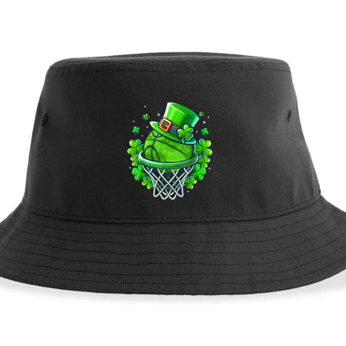 St Patricks Day Shamrock Basketball Irish Leprechaun Sustainable Bucket Hat