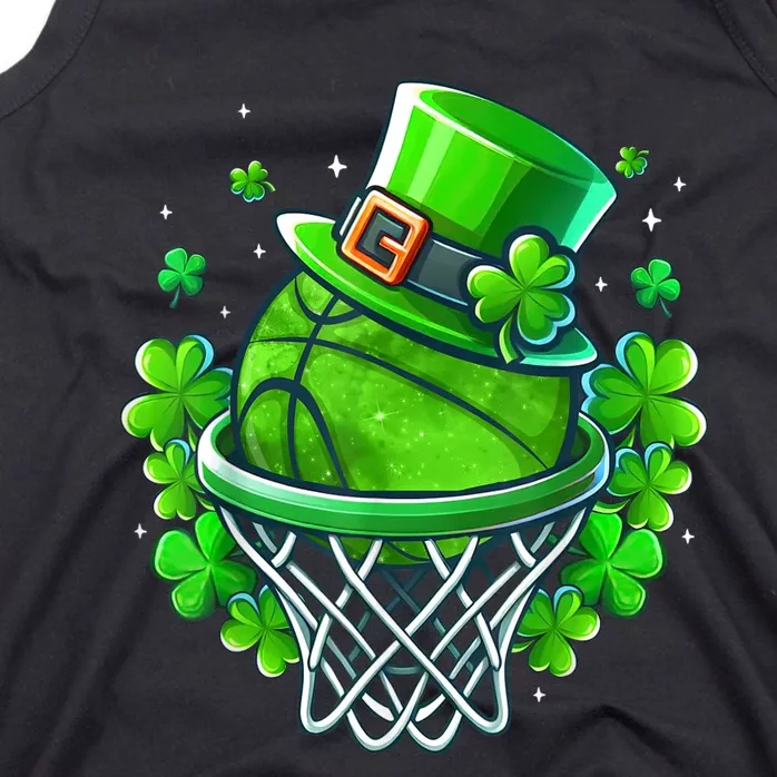 St Patricks Day Shamrock Basketball Irish Leprechaun Tank Top