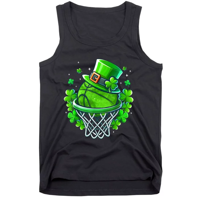 St Patricks Day Shamrock Basketball Irish Leprechaun Tank Top