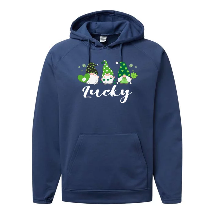 St Patricks Day Green Gnomes Irish Saying Gift Performance Fleece Hoodie