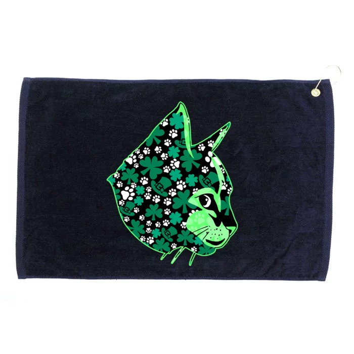 St Patricks Day Clover Irish Cat Lover Shamrock Cat Cute Gift Grommeted Golf Towel