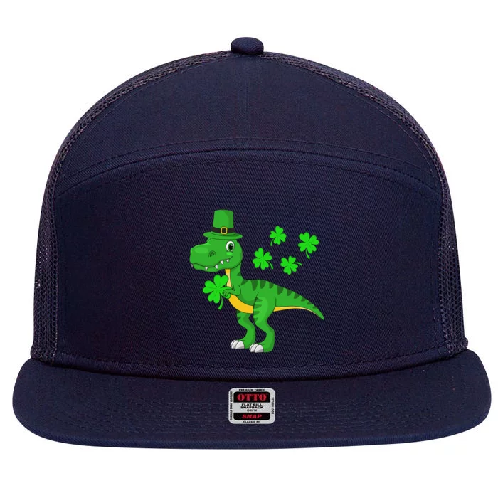 St Patricks Day Dinosaur Shamrock Leprechaun Hat 7 Panel Mesh Trucker Snapback Hat