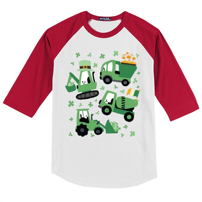 St Patrick's Day Construction Kids Colorblock Raglan Jersey