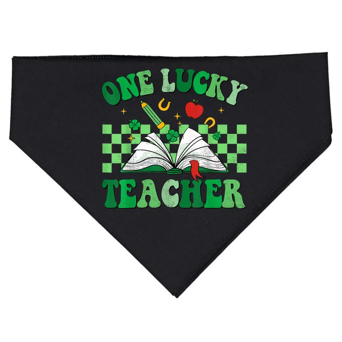 St Patricks Day Teacher Shirt One Lucky Teacher Shamrock USA-Made Doggie Bandana