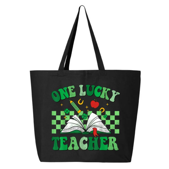 St Patricks Day Teacher Shirt One Lucky Teacher Shamrock 25L Jumbo Tote