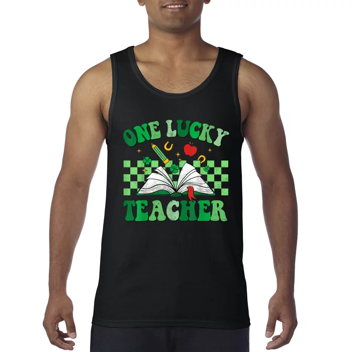 St Patricks Day Teacher Shirt One Lucky Teacher Shamrock Tank Top