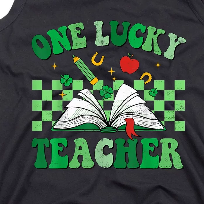 St Patricks Day Teacher Shirt One Lucky Teacher Shamrock Tank Top