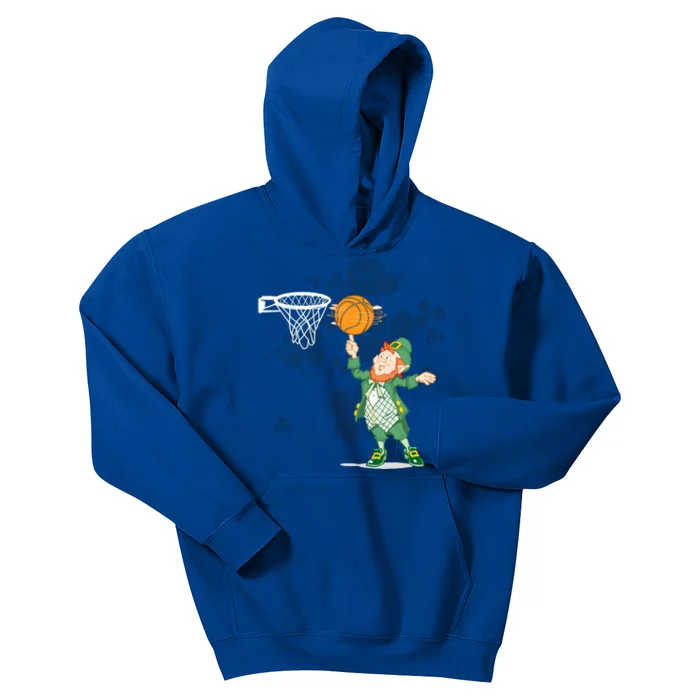 St PatrickS Day Skeleton Leprechaun Basketball Kids Hoodie