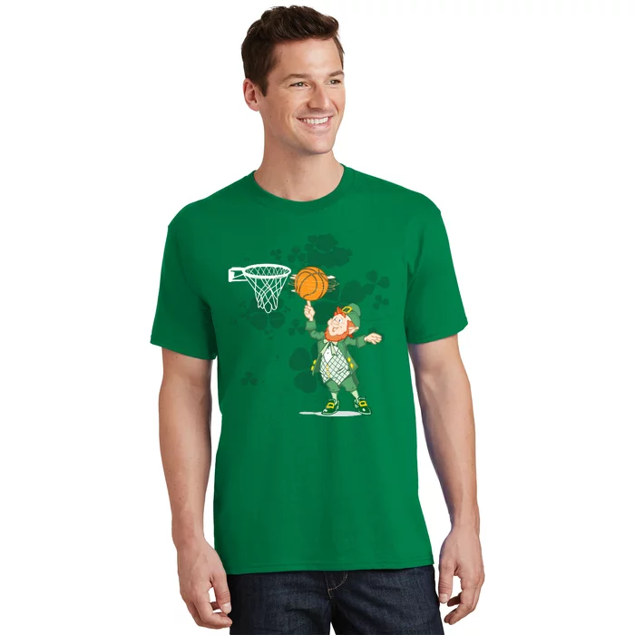 St PatrickS Day Skeleton Leprechaun Basketball T-Shirt