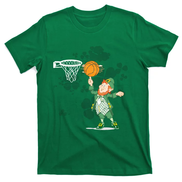 St PatrickS Day Skeleton Leprechaun Basketball T-Shirt