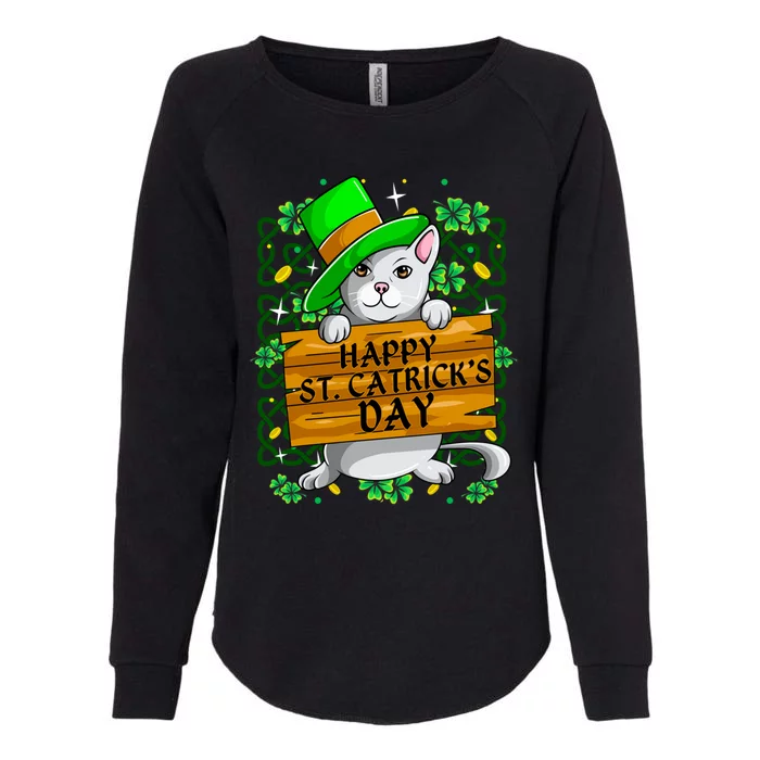 St Patricks Day Happy St Catricks Cat Shenanigans Gift Womens California Wash Sweatshirt