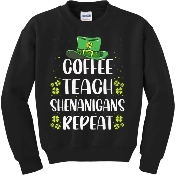 St Patricks Day Teachers Design For Teacher Who Loves Coffee Kids Sweatshirt