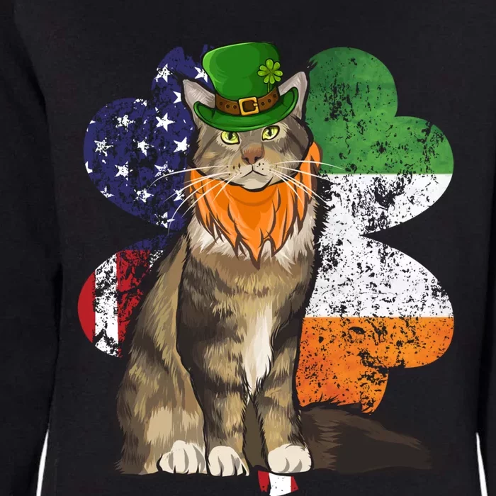 St Patricks Day Irish American Flag Maine Coon Cat Meaningful Gift Womens California Wash Sweatshirt