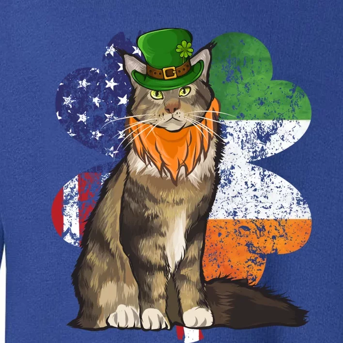 St Patricks Day Irish American Flag Maine Coon Cat Meaningful Gift Toddler Sweatshirt