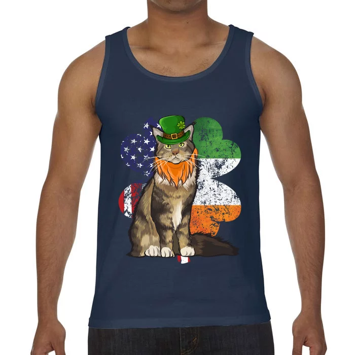 St Patricks Day Irish American Flag Maine Coon Cat Meaningful Gift Comfort Colors® Tank Top