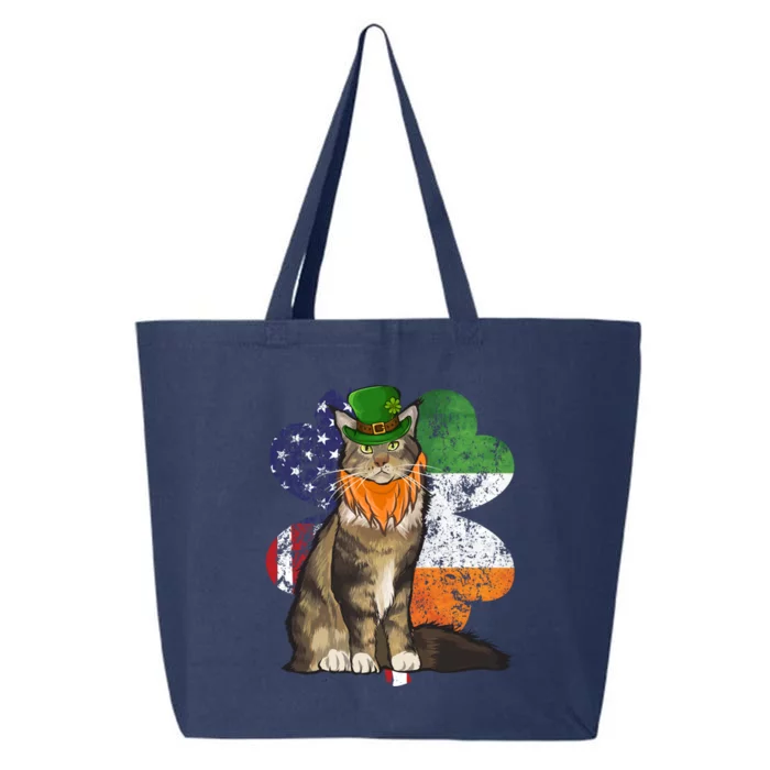 St Patricks Day Irish American Flag Maine Coon Cat Meaningful Gift 25L Jumbo Tote