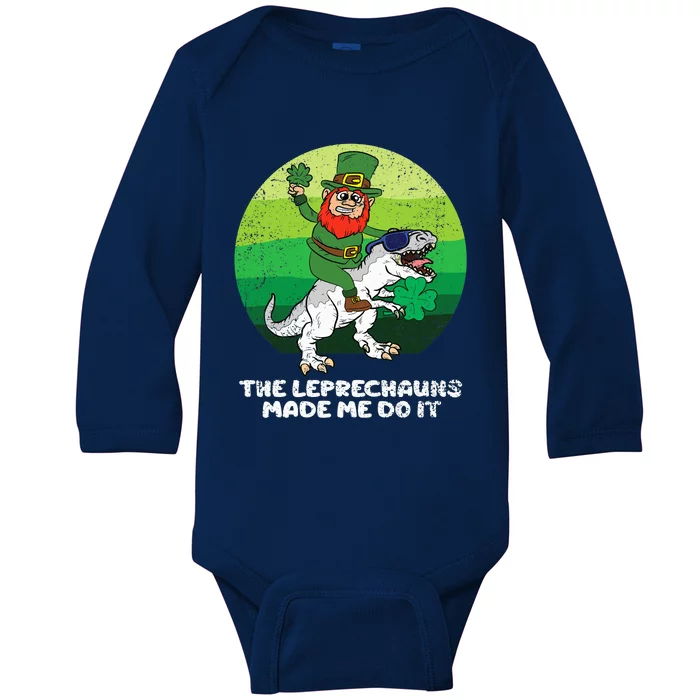 St Patricks Day Boy Girl The Leprechauns Made Me Do It Baby Long Sleeve Bodysuit