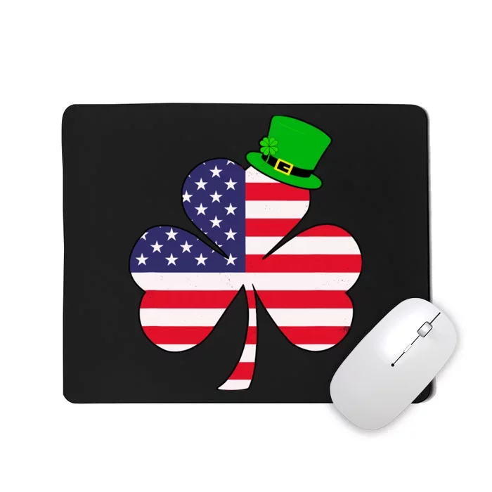 St Patricks Day | Irish American Flag Shamrock Mousepad