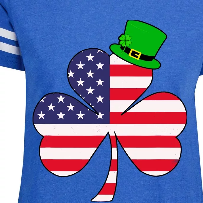 St Patricks Day | Irish American Flag Shamrock Enza Ladies Jersey Football T-Shirt