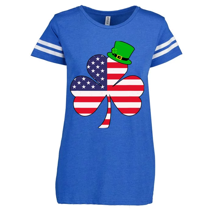 St Patricks Day | Irish American Flag Shamrock Enza Ladies Jersey Football T-Shirt